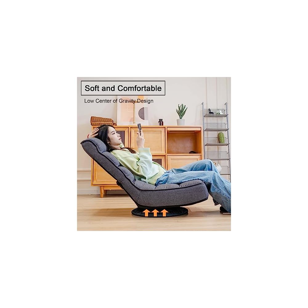 360 Degree Swivel Gaming Chair for Adults, Folding Floor Sofa Chair,Multi Position Adjustable Comfortable Lazy Chair,Suitable for Watching TV, Reading, Playing Video Games